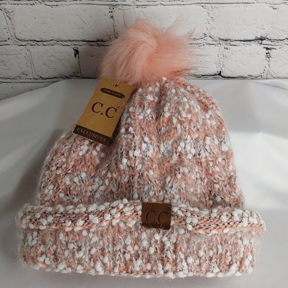'C.C BEANIE' FLEECE~LINED POM-POM BEANIE ROSEA - Picture 16 of 16